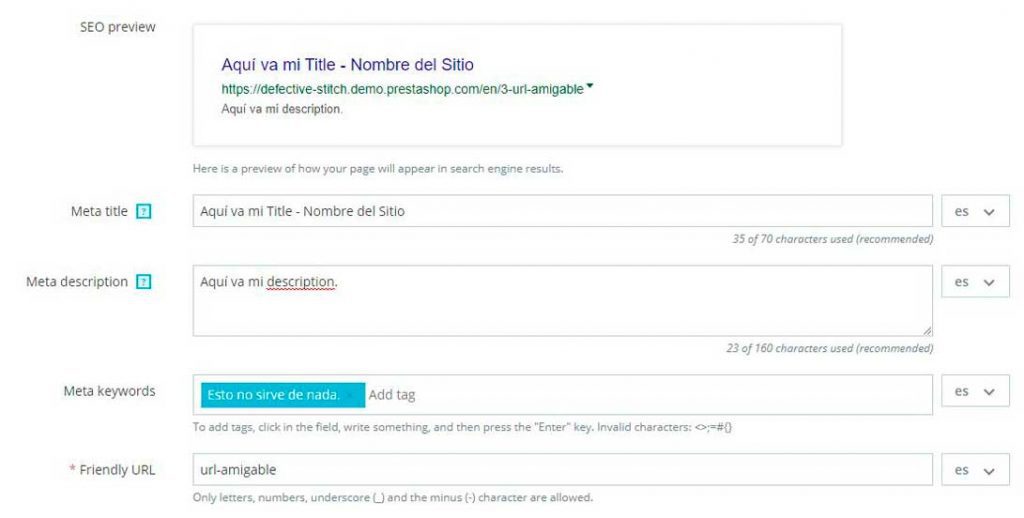 Seo Para Prestashop 1 Cómo Rellenar Title Y Descriptions En Categorías En Prestashop 1.7