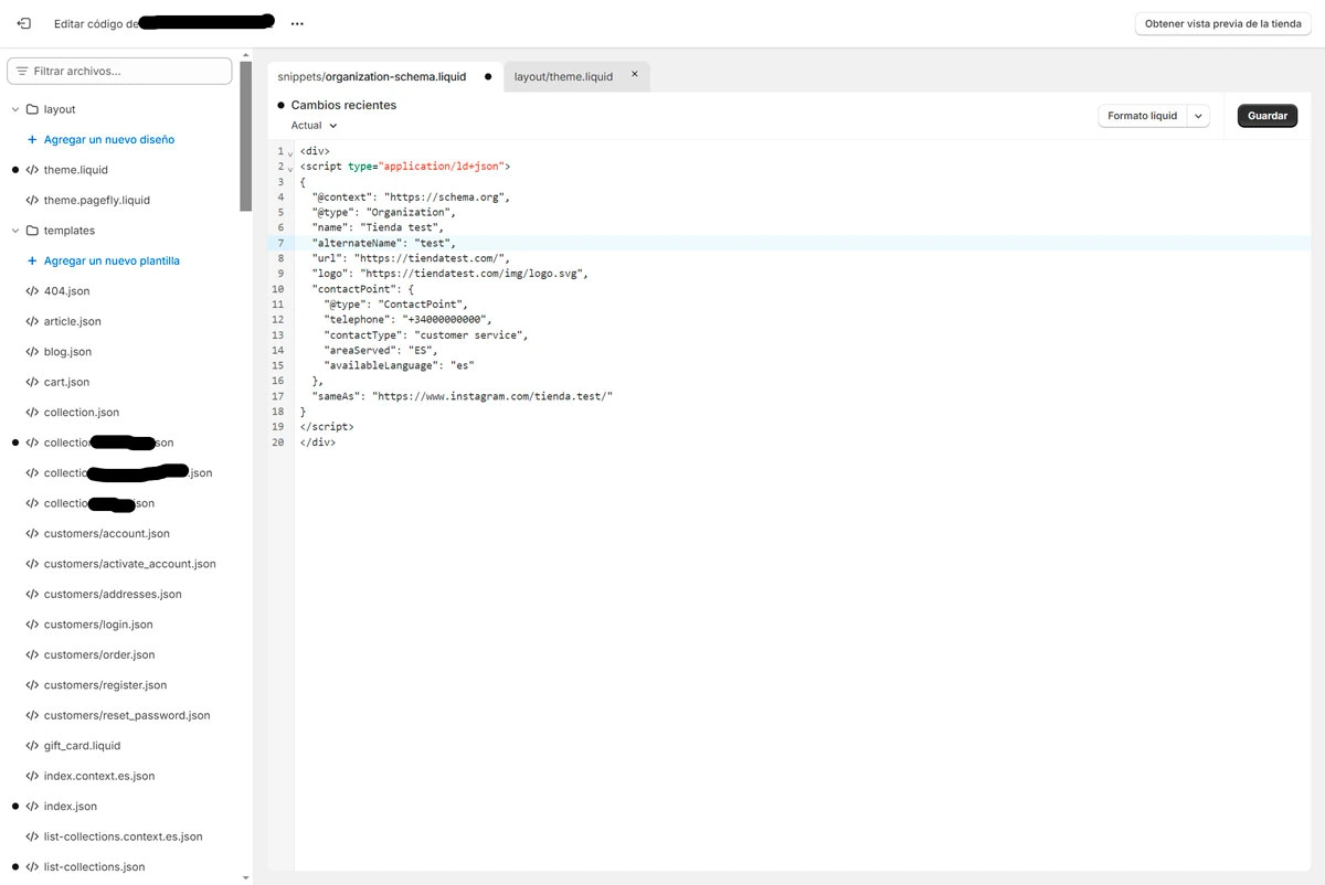 ¿Cómo Añadir El Schema Organization A Shopify? 3 Subir Schemas Como Snippets En Shopify
